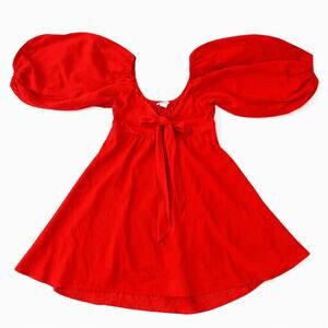 Charlie Holiday Anthro Sonny Knot Dress Puff Sleeve Off Shoulder Mini Linen 8